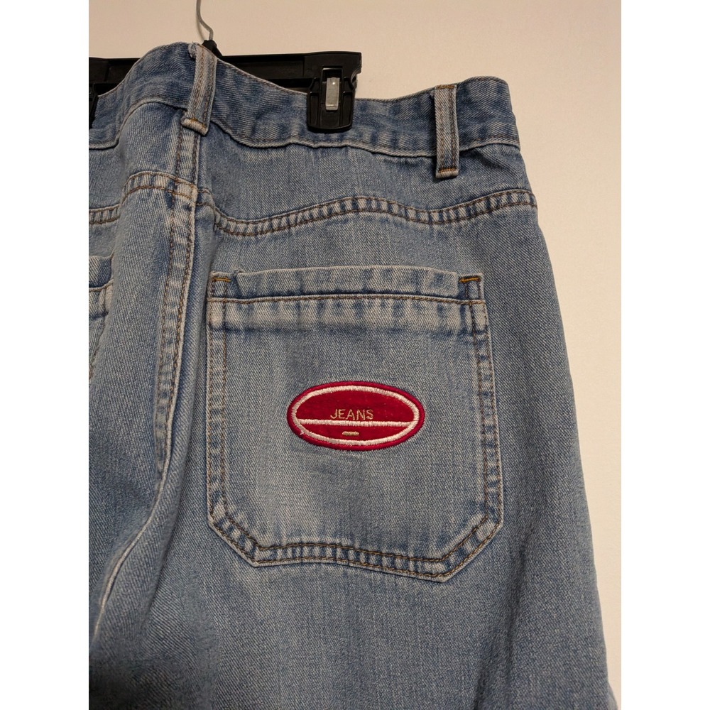 Vintage Y2K Cargo Wide Leg Jeans Medium Wash Distressed Hem Mens Size M - Picture 7 of 13